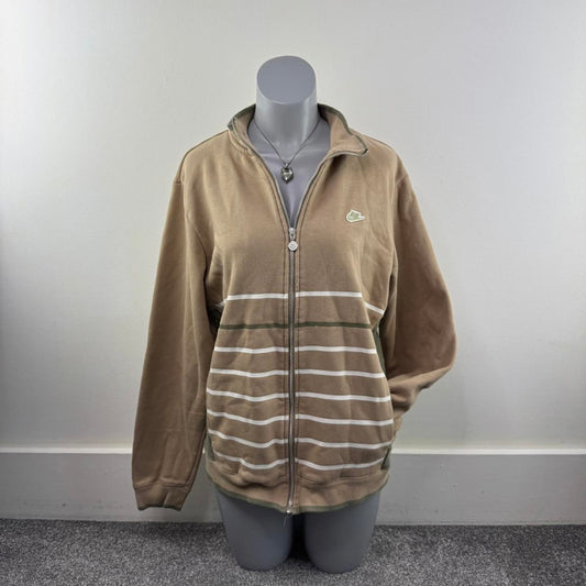 Y2K vintage Nike zip up jumper stripe high neck beige khaki stripy silver