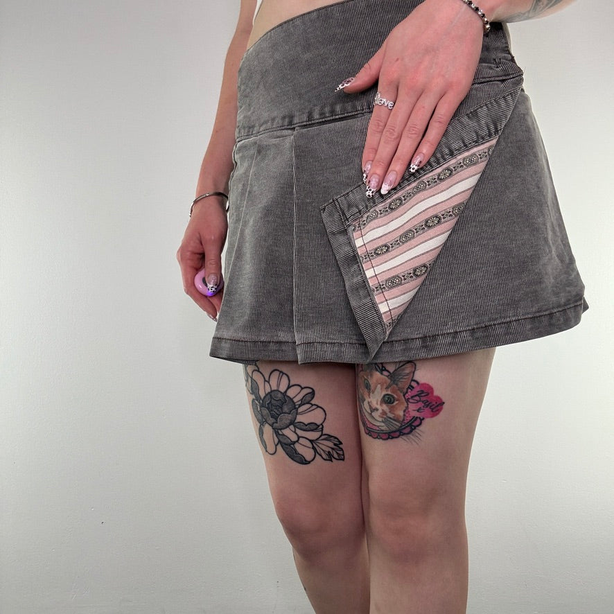 Y2K mid rise corduroy wrap around mini skirt