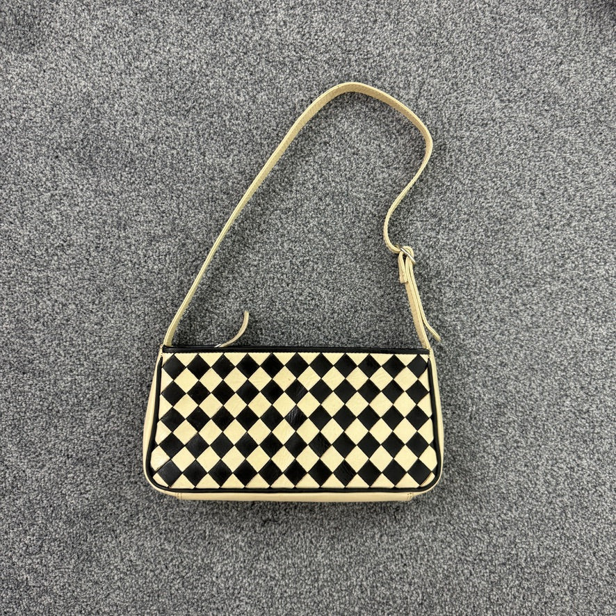 90s Y2K vintage chequered leather mini shoulder bag