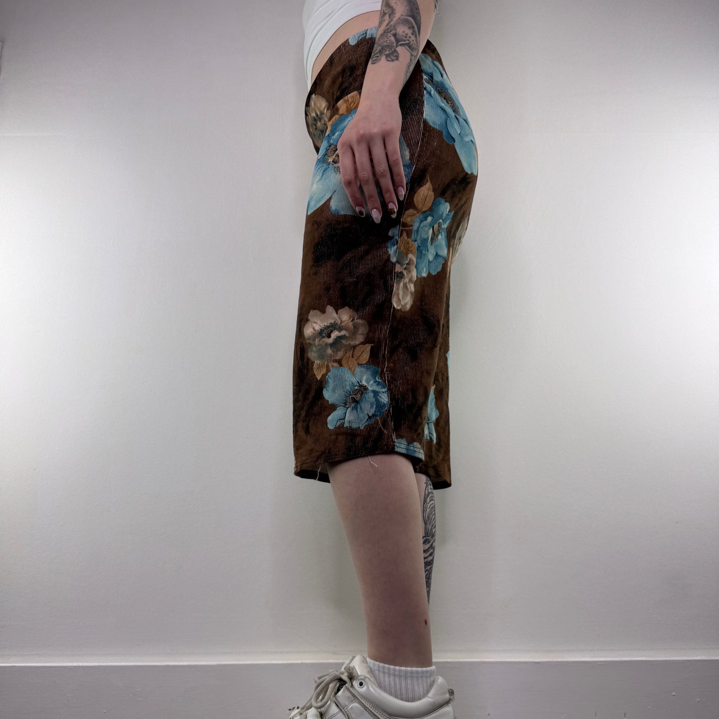 Y2K vintage floral stretchy midi skirt