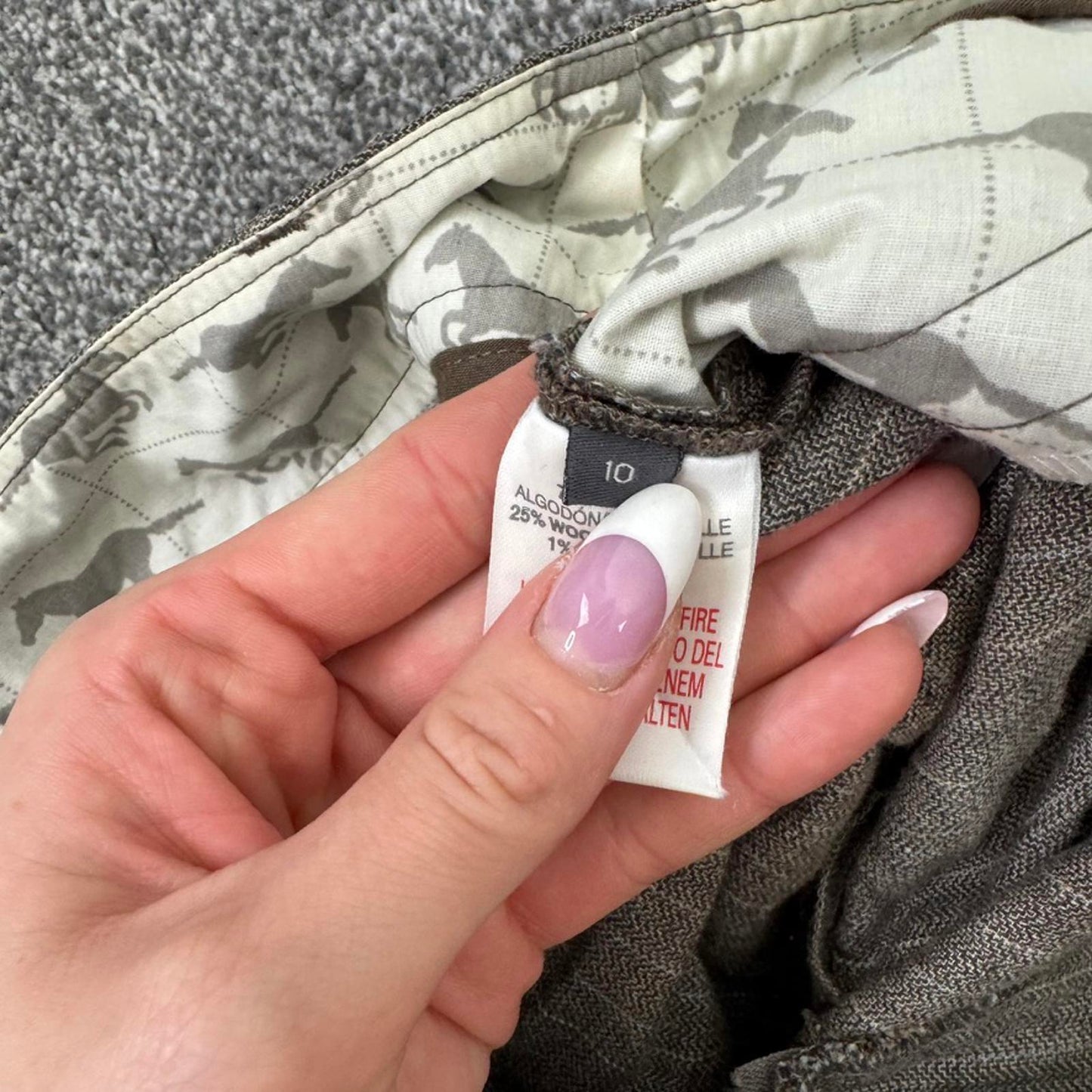 Y2K vintage low rise pinstripe mini shorts wool blend tailored brown