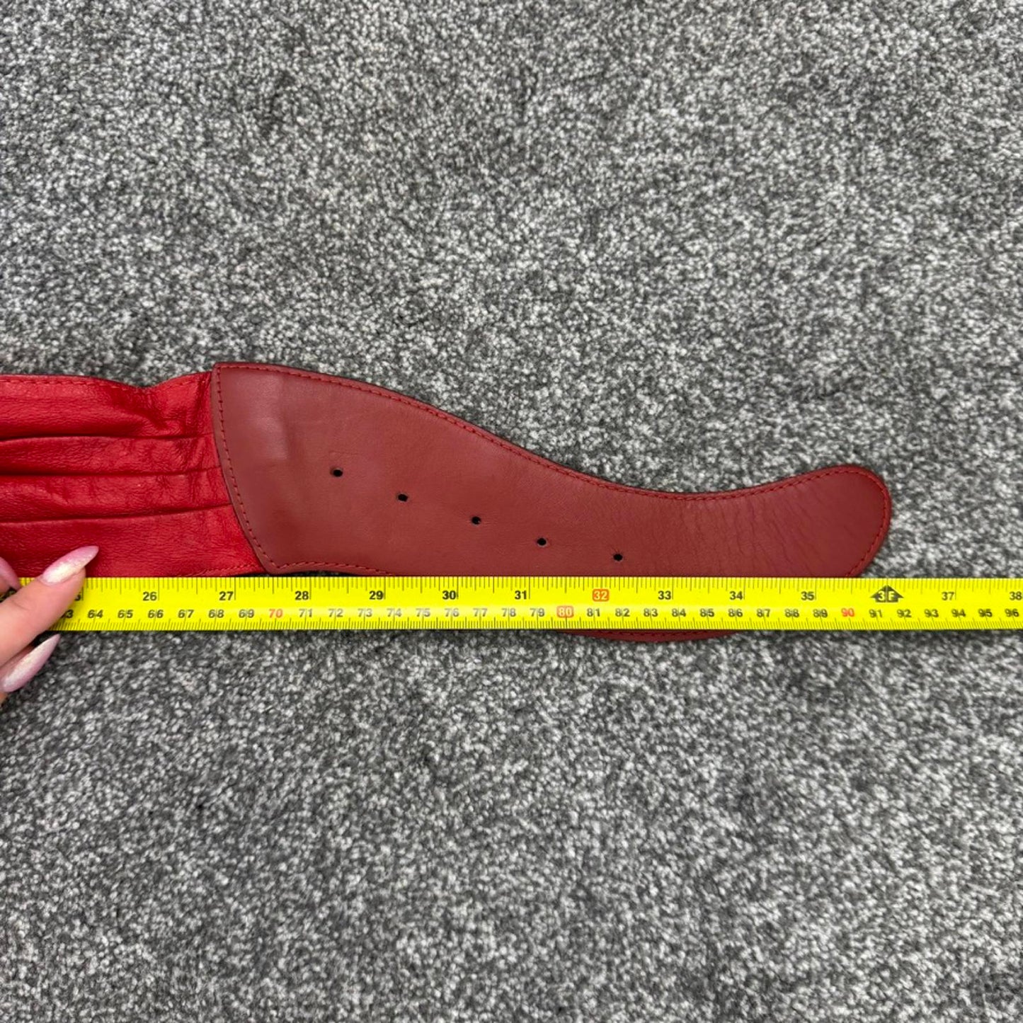 90s Vintage genuine leather chunky red gold belt oversized chunky