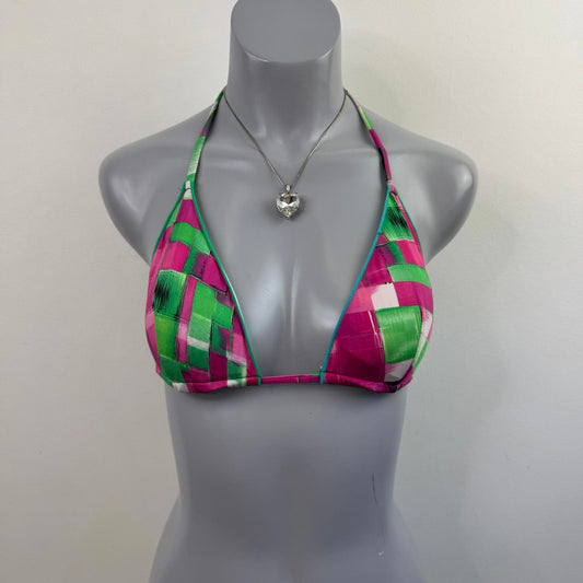 Y2K vintage halter neck abstract graphic print bikini top padding