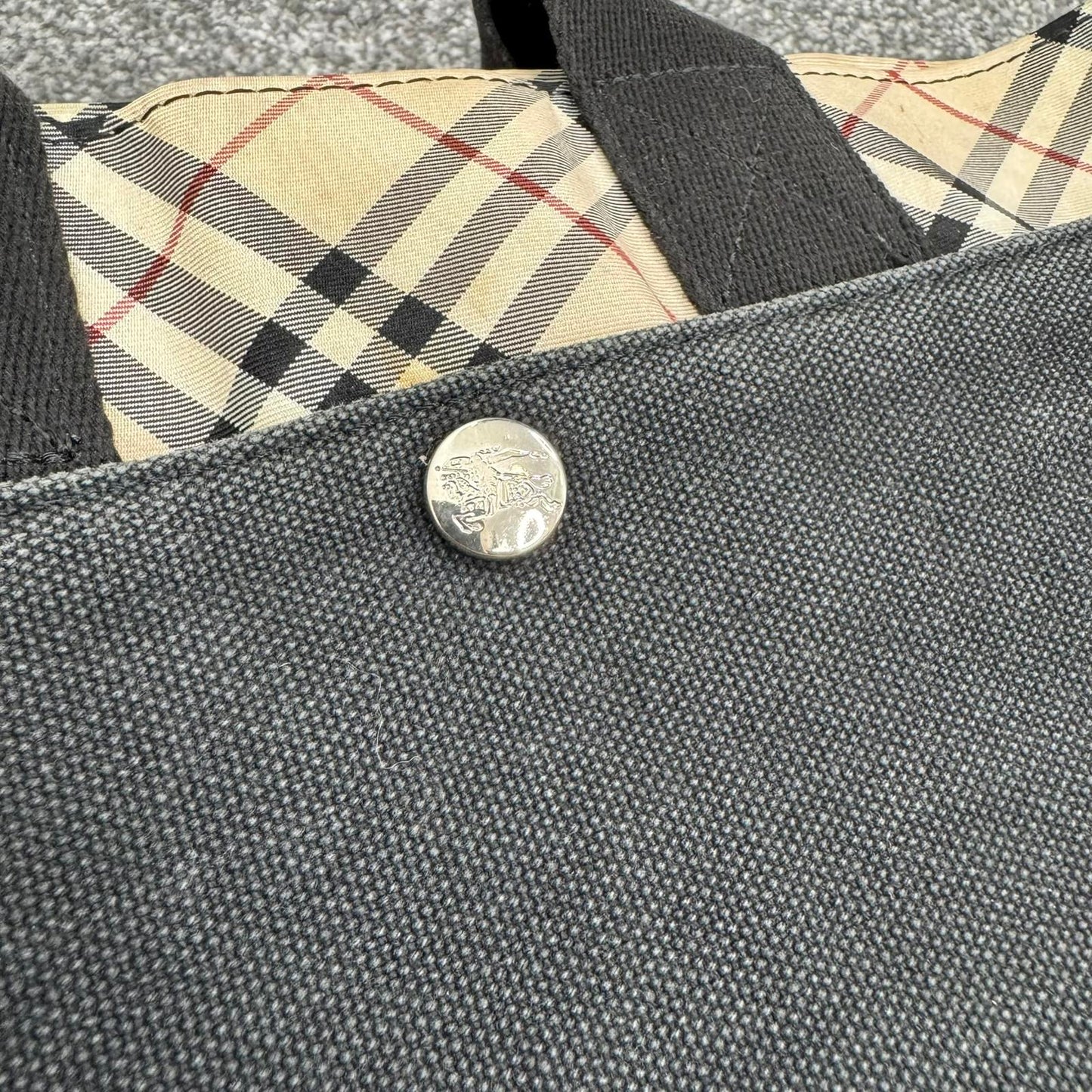 Y2K vintage Burberry Blue Label canvas small shoulder bag tote nova check black