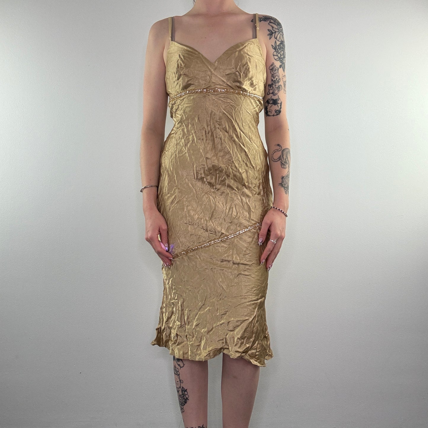 Y2K satin style sequin party midi dress