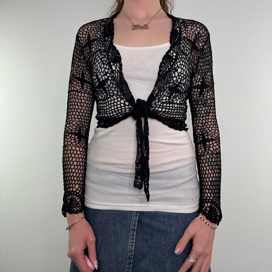 Y2K crochet cross long sleeve cardigan