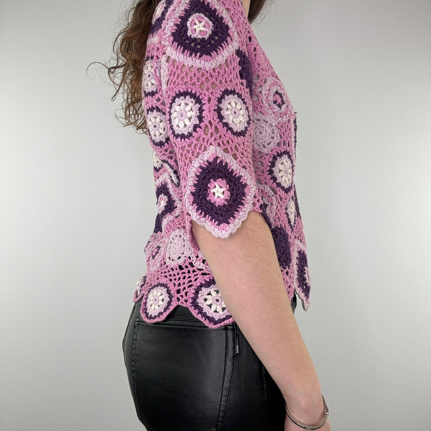 Y2K half sleeve crochet jumper