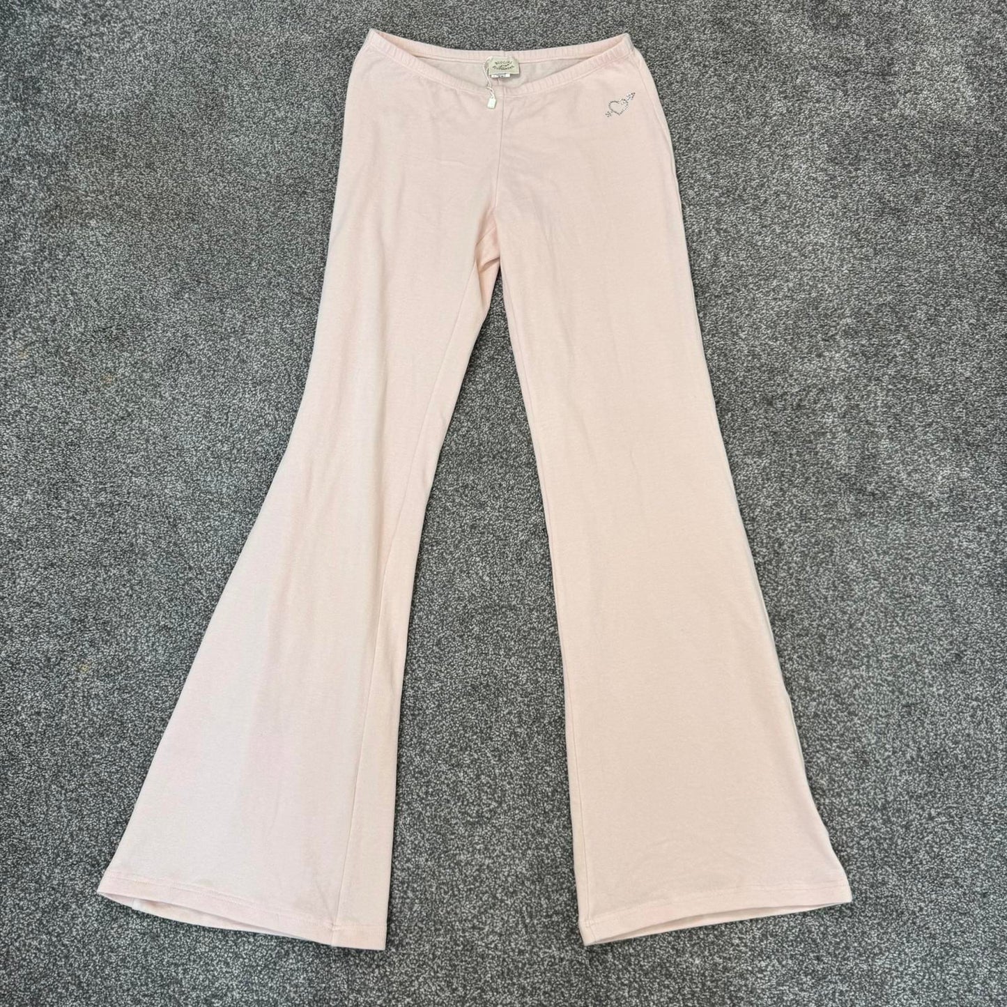 Y2K vintage Blugirl Blumarine low rise velour flared trousers rhinestone heart