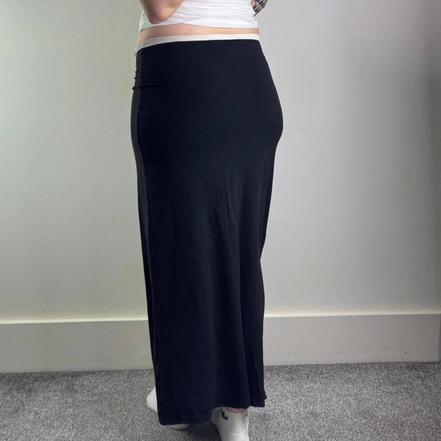 Y2K vintage Morgan de Toi maxi skirt stretchy black white a line fitted low rise