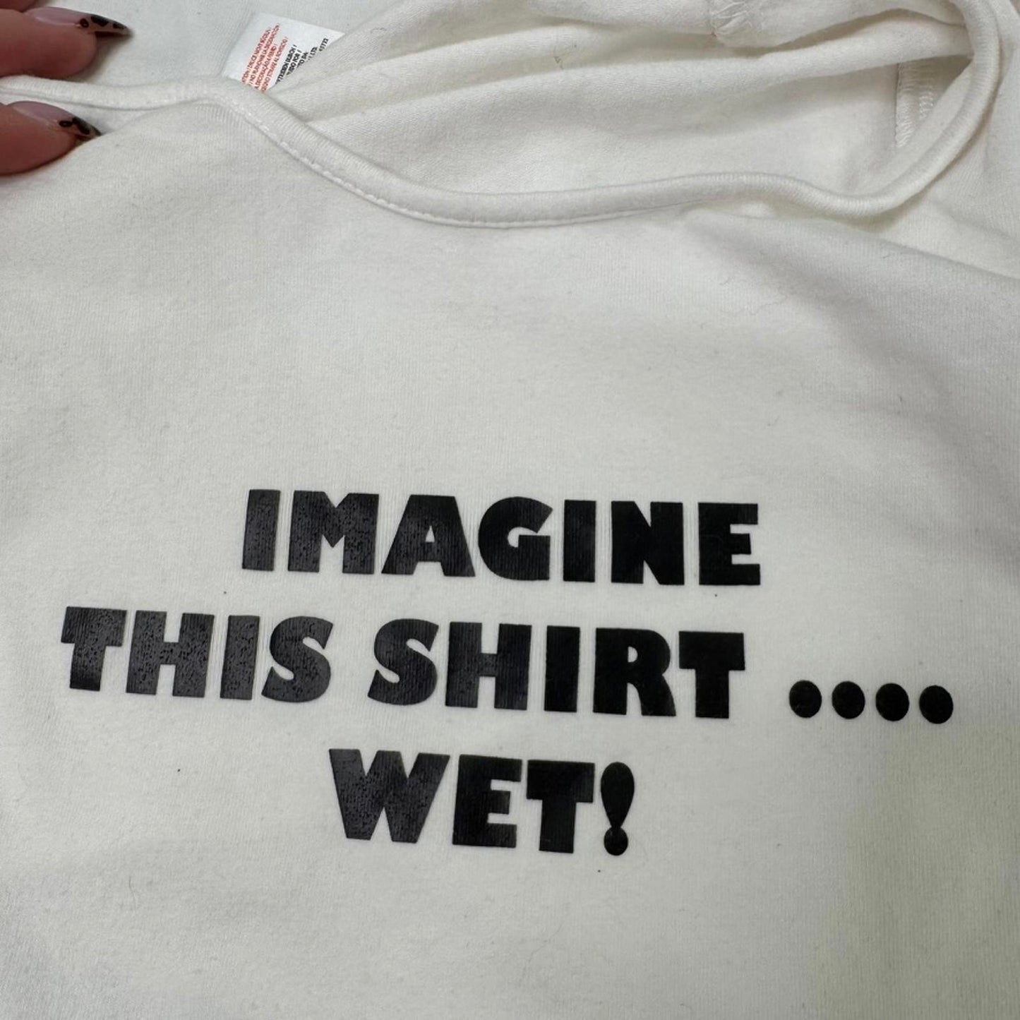 Y2K vintage t-shirt short sleeve top "imagine this shirt wet" funny women's tee
