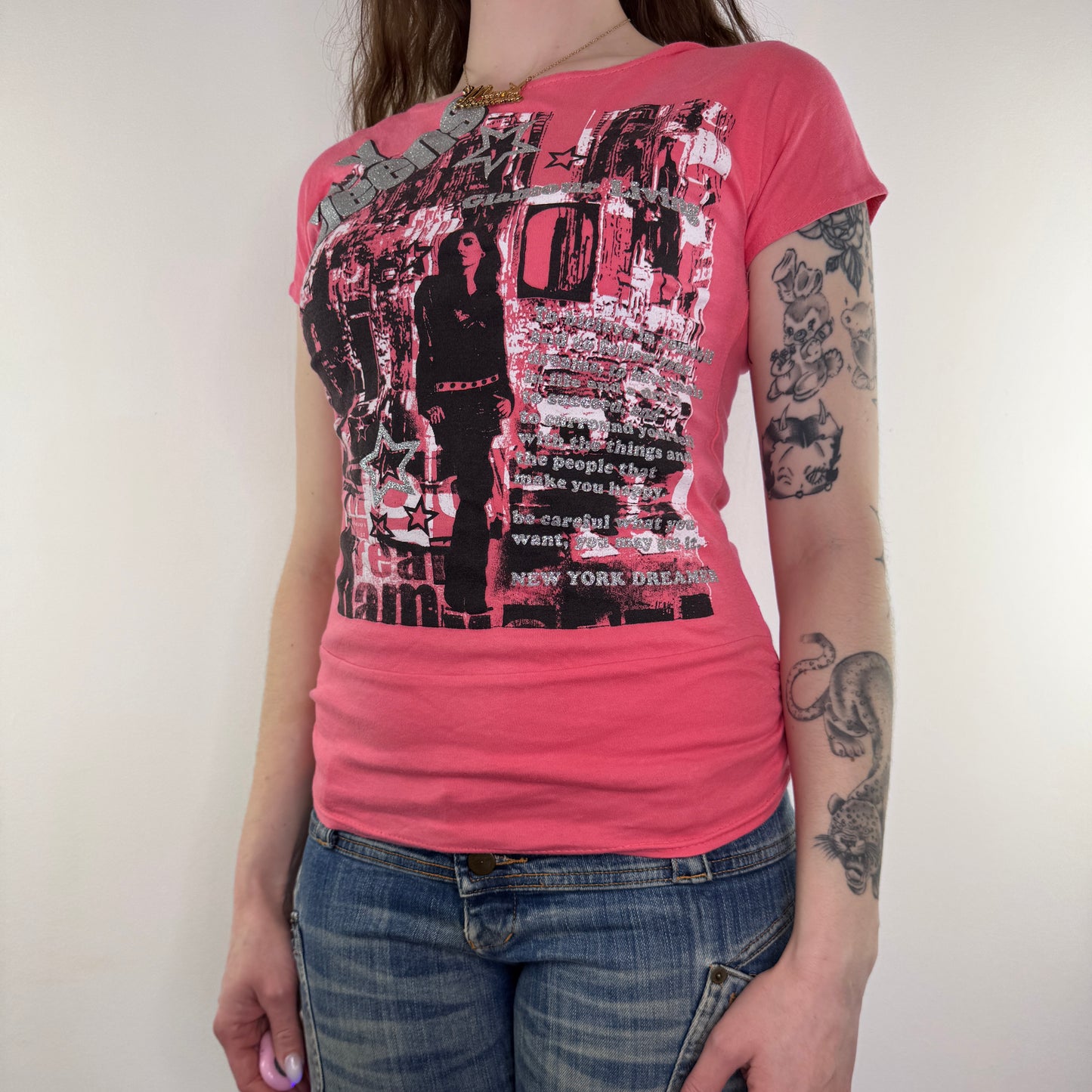 Y2K vintage graphic print fitted top