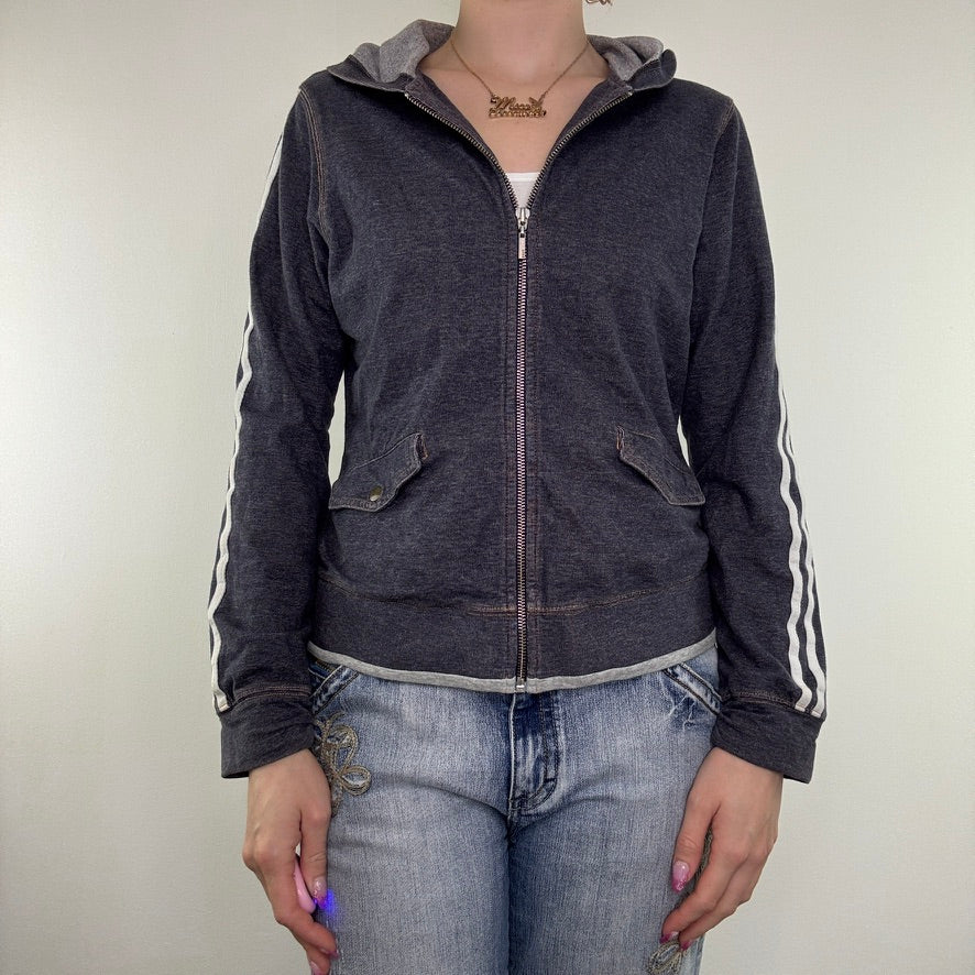 Y2K vintage zip up hoodie denim style striped basic sporty casual preppy workout