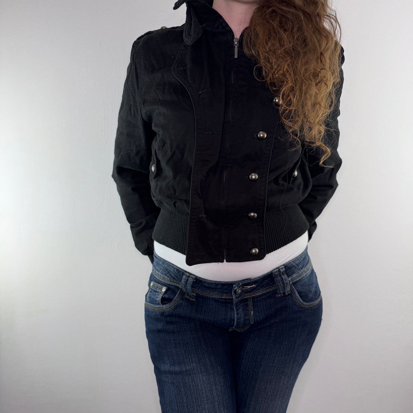 Y2K vintage military zip up short length military style jacket