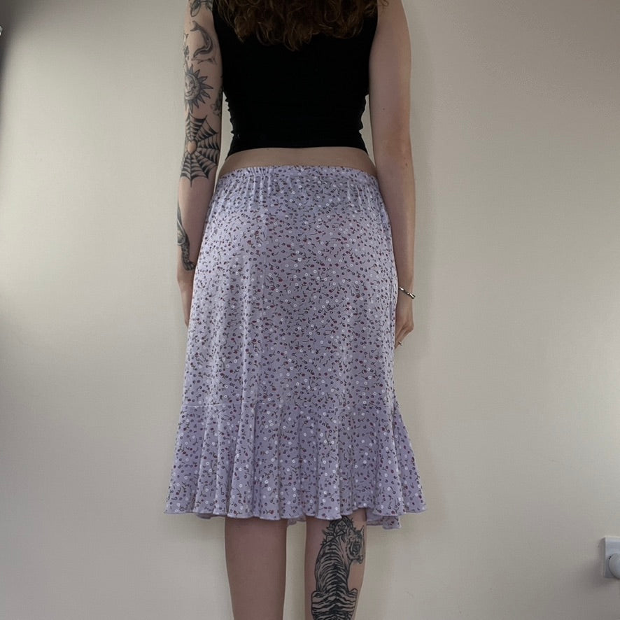 Y2K ditsy floral midi skirt frilly