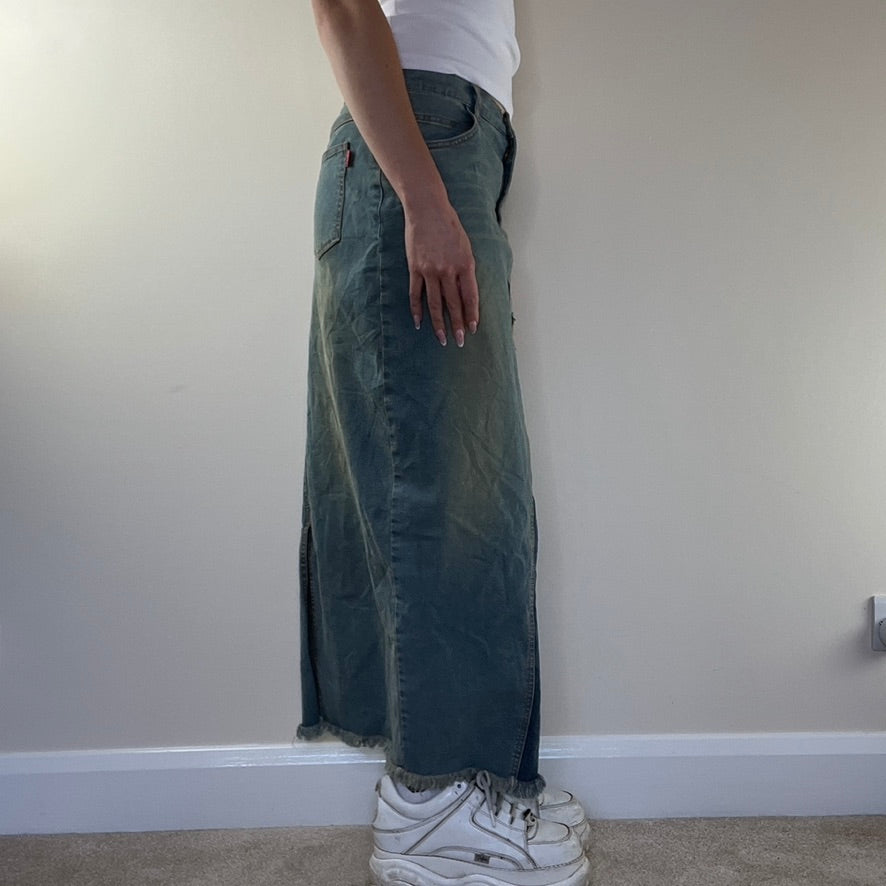 Y2K star denim maxi skirt