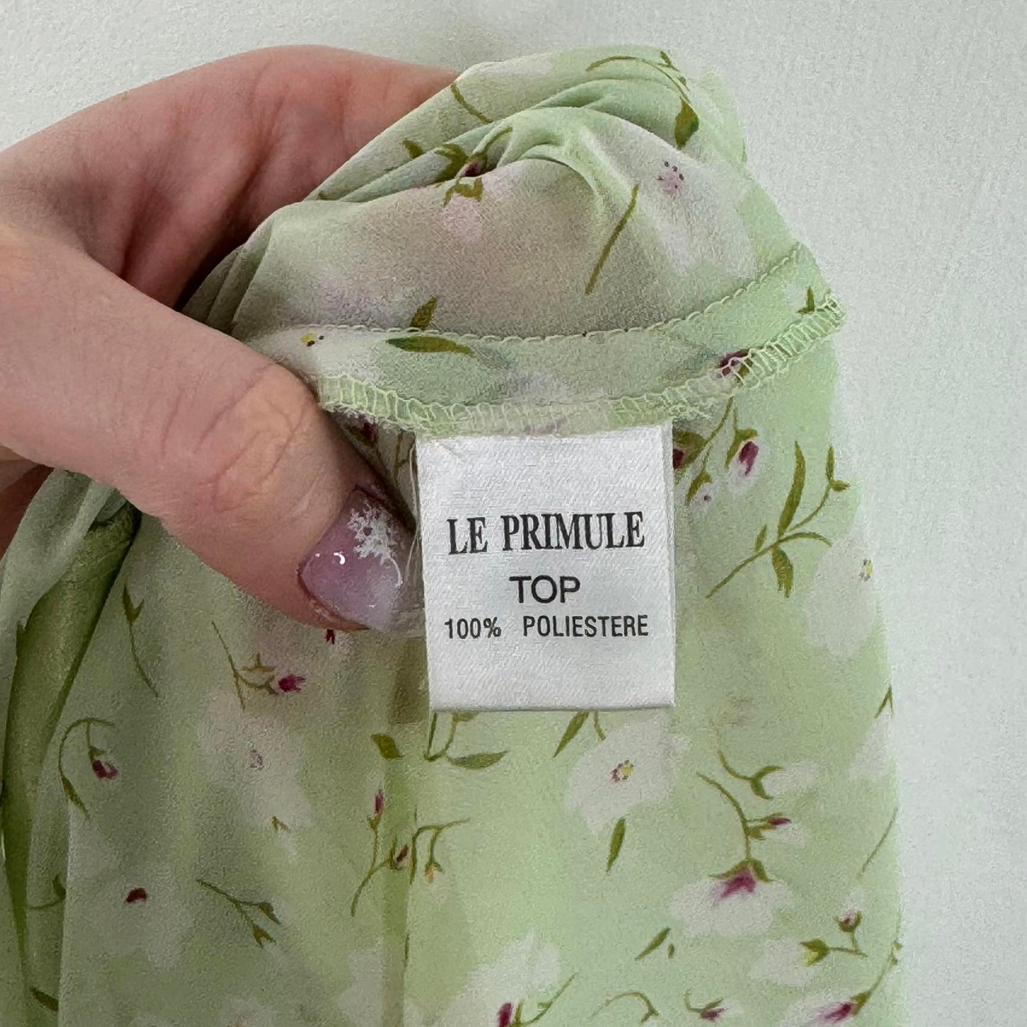 Y2K vintage ditsy floral cami top sheer bow flowy floaty flowers strappy green