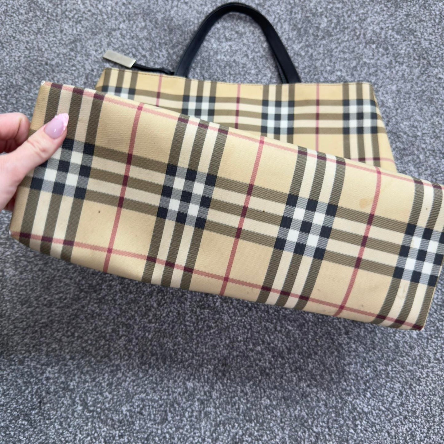 Vintage Burberry beige nova check print PVC tote bag handbag large