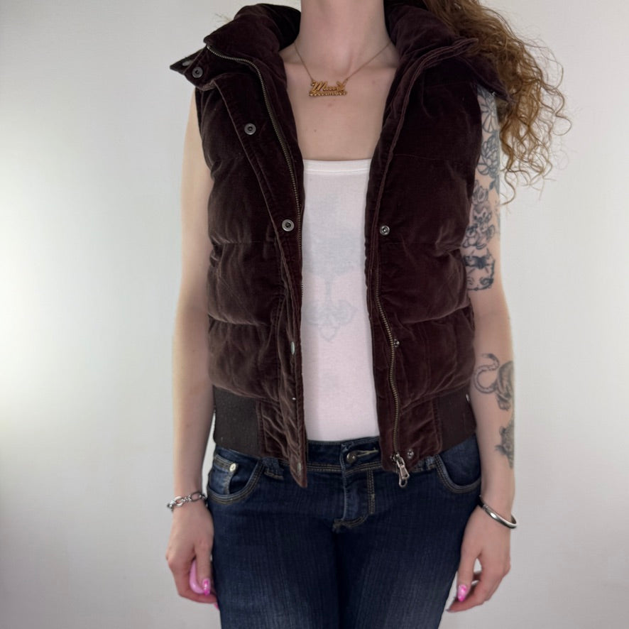 Y2K vintage velvet faux fur trim zip up gilet