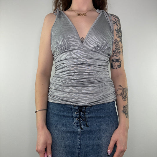 Y2K Jane Norman slinky tiger ruched tank top