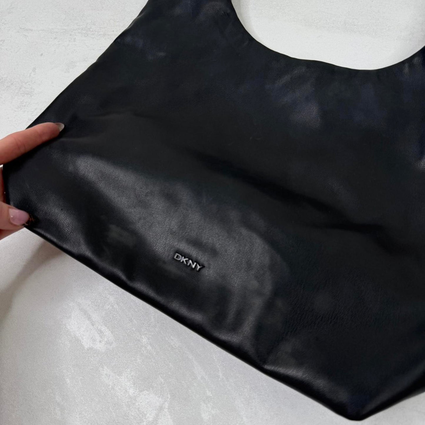 DKNY shoulder bag faux leather slouchy large black