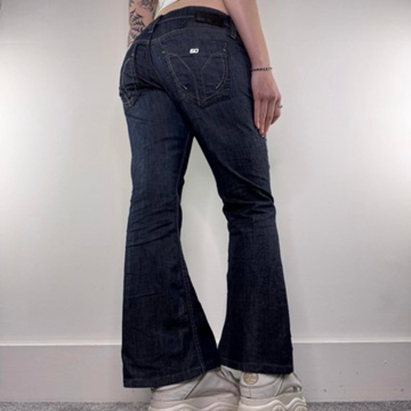 Y2K vintage Miss Sixty Wilkie style bootcut low rise dark denim jeans flared