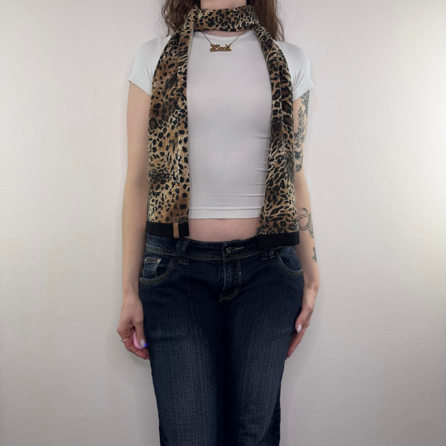 Y2K vintage leopard print scarf