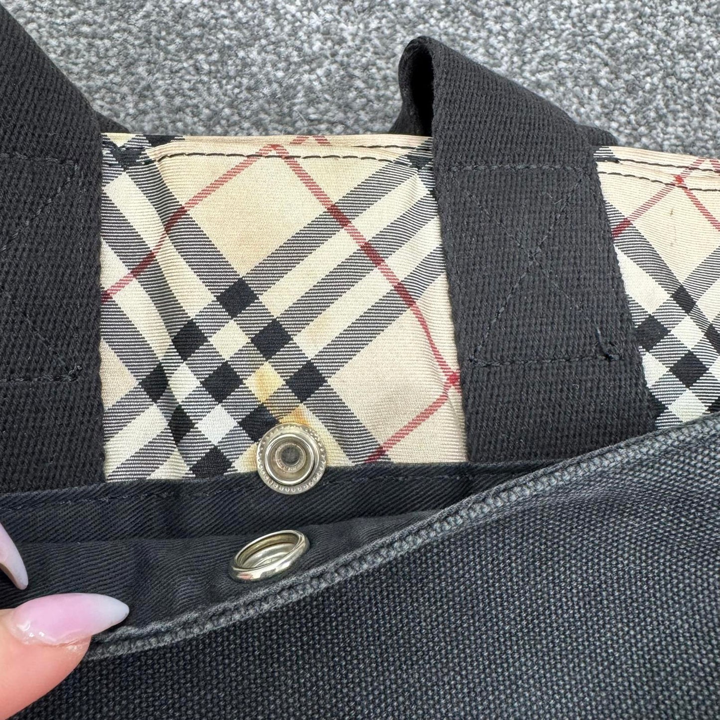 Y2K vintage Burberry Blue Label canvas small shoulder bag tote nova check black