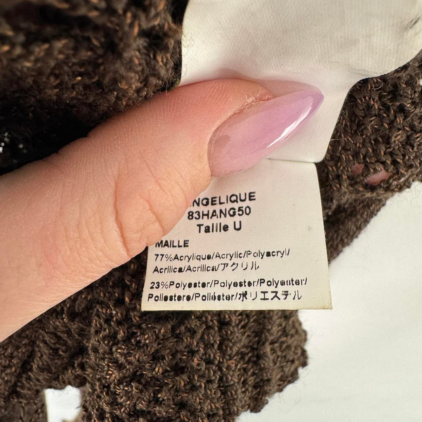 Y2K vintage scarf knitted pattern fine knit brown