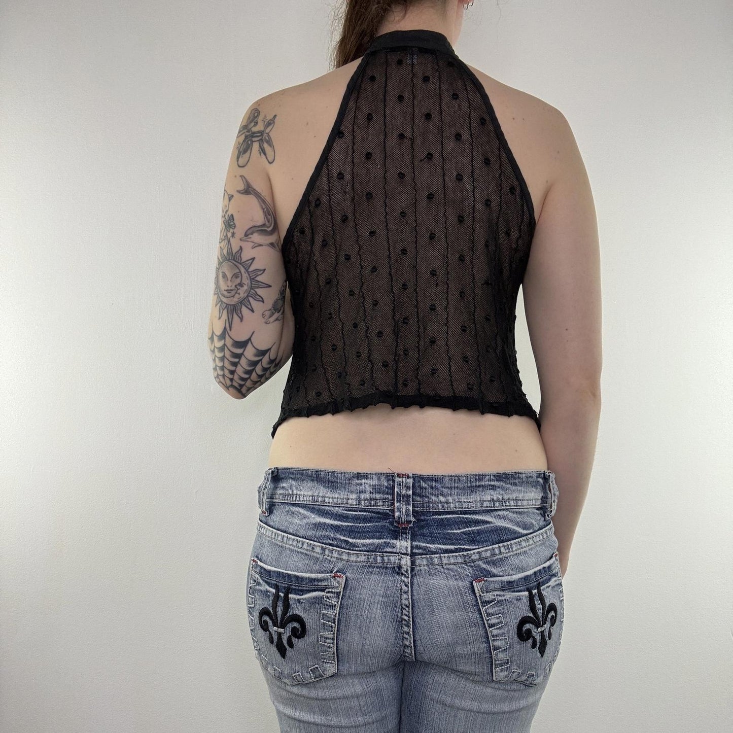 See by Chloe shirt mesh spotty sleeveless button up high neck polka dot