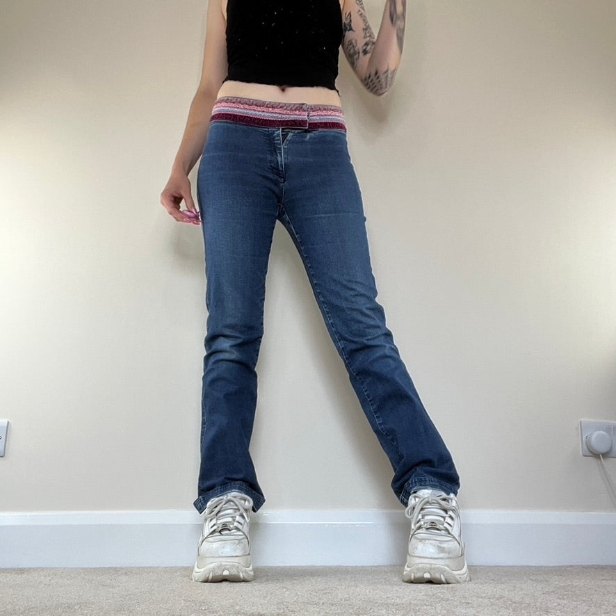 Y2K straight leg pink waistband denim jeans