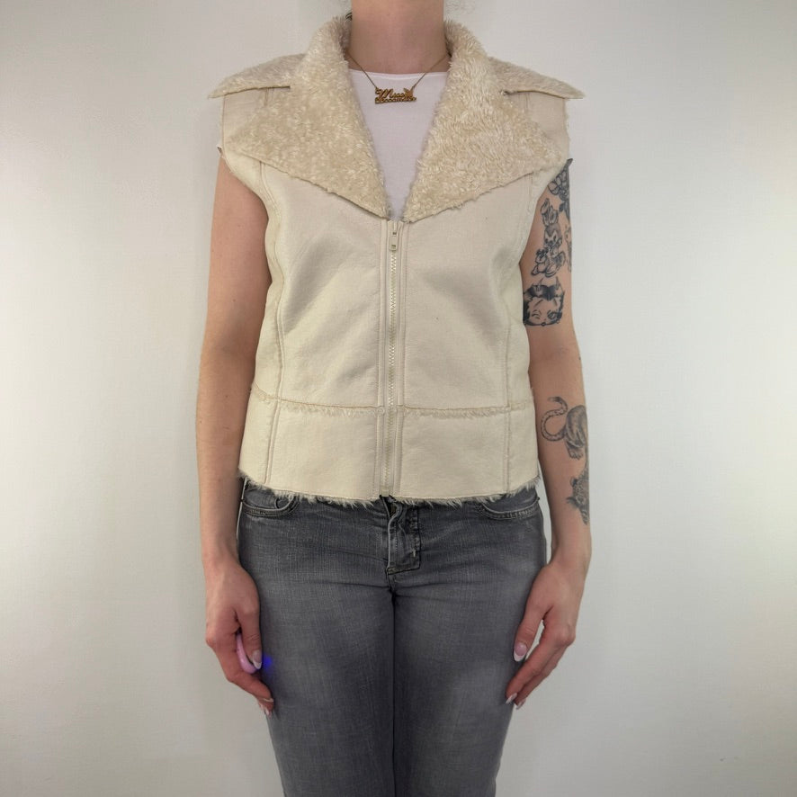 Y2K vintage lace up gilet shimmer zip up sleeveless jacket winter mcbling