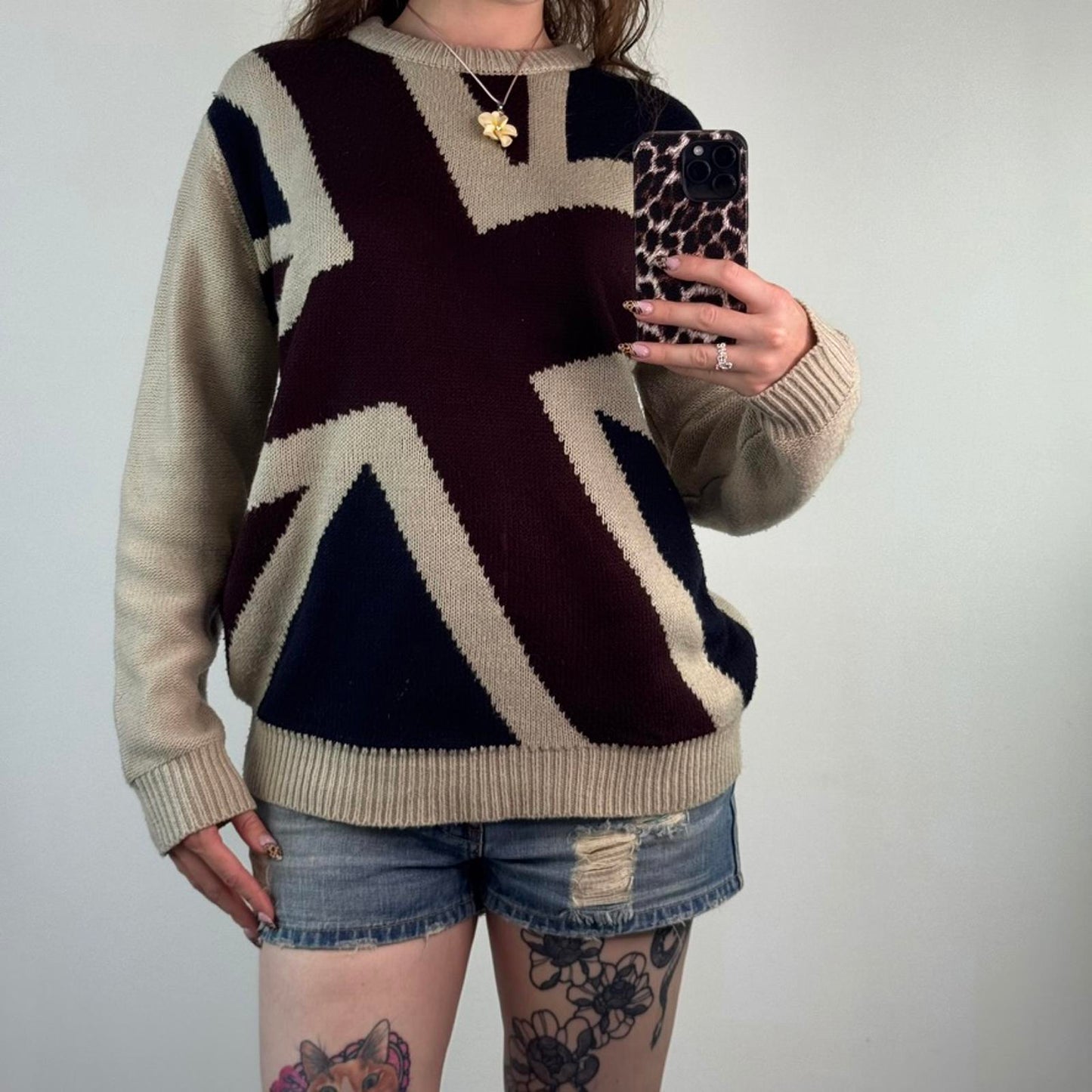 Y2K vintage Union Jack pullover jumper knit knitted flag unisex