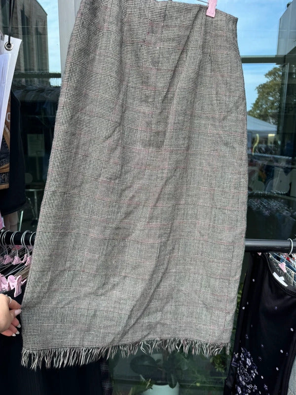 Y2K vintage 100% wool tartan print check maxi skirt