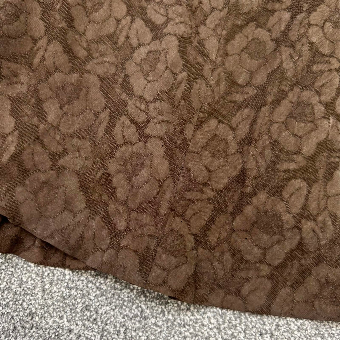 Y2K vintage stretchy floral maxi skirt brown cupro rose pattern a line flowy