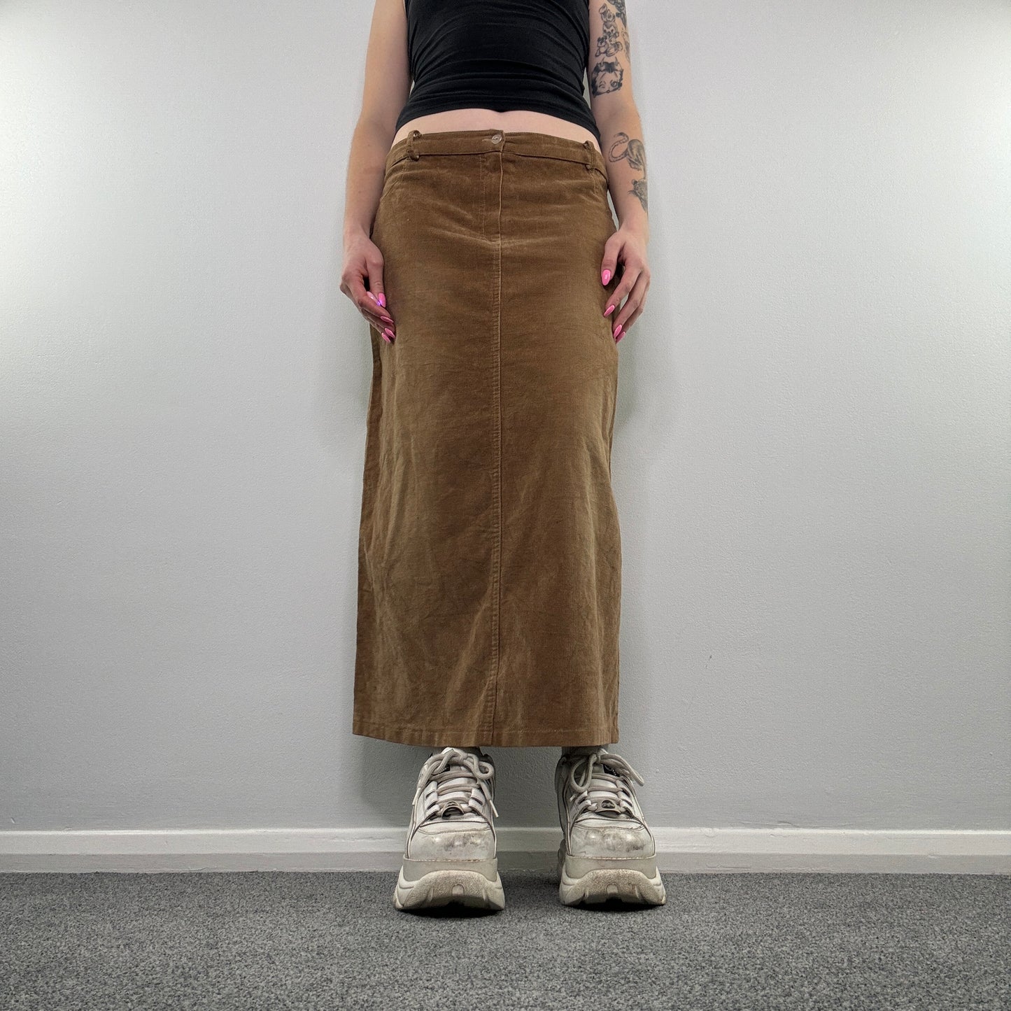 Y2K corduroy maxi skirt