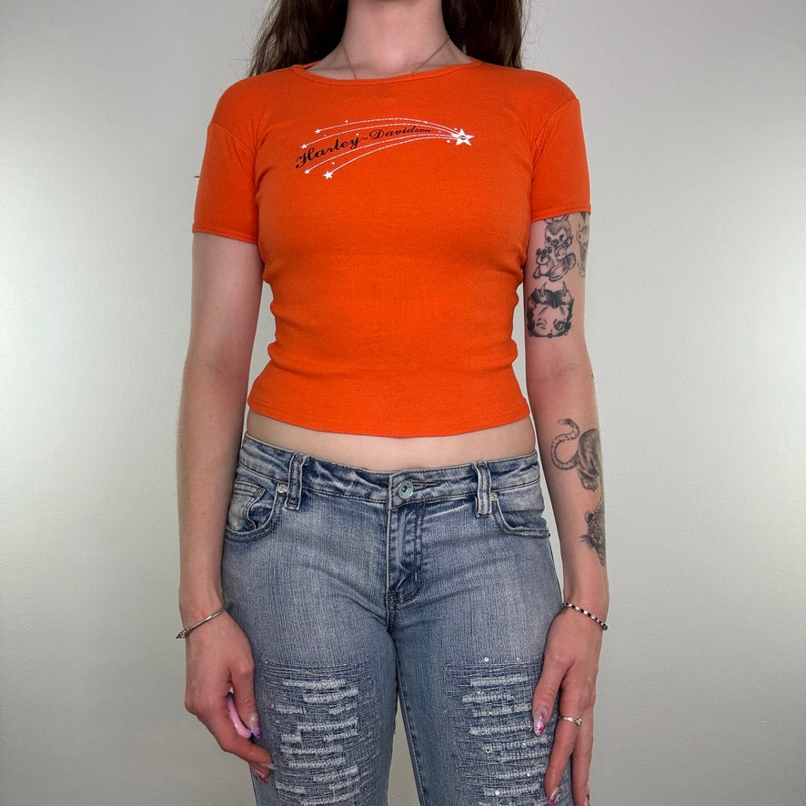 Y2K vintage Harley Davidson baby tee top