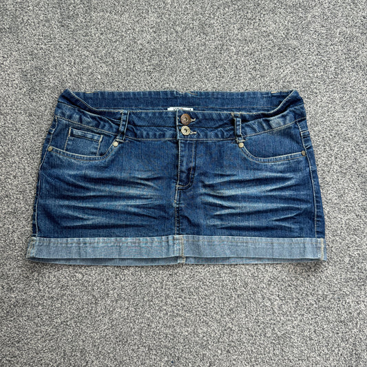 Y2K vintage micro low rise faded stretchy denim mini skirt