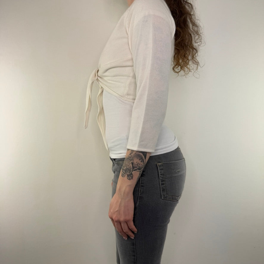 Y2K vintage front tie fine knit cardigan