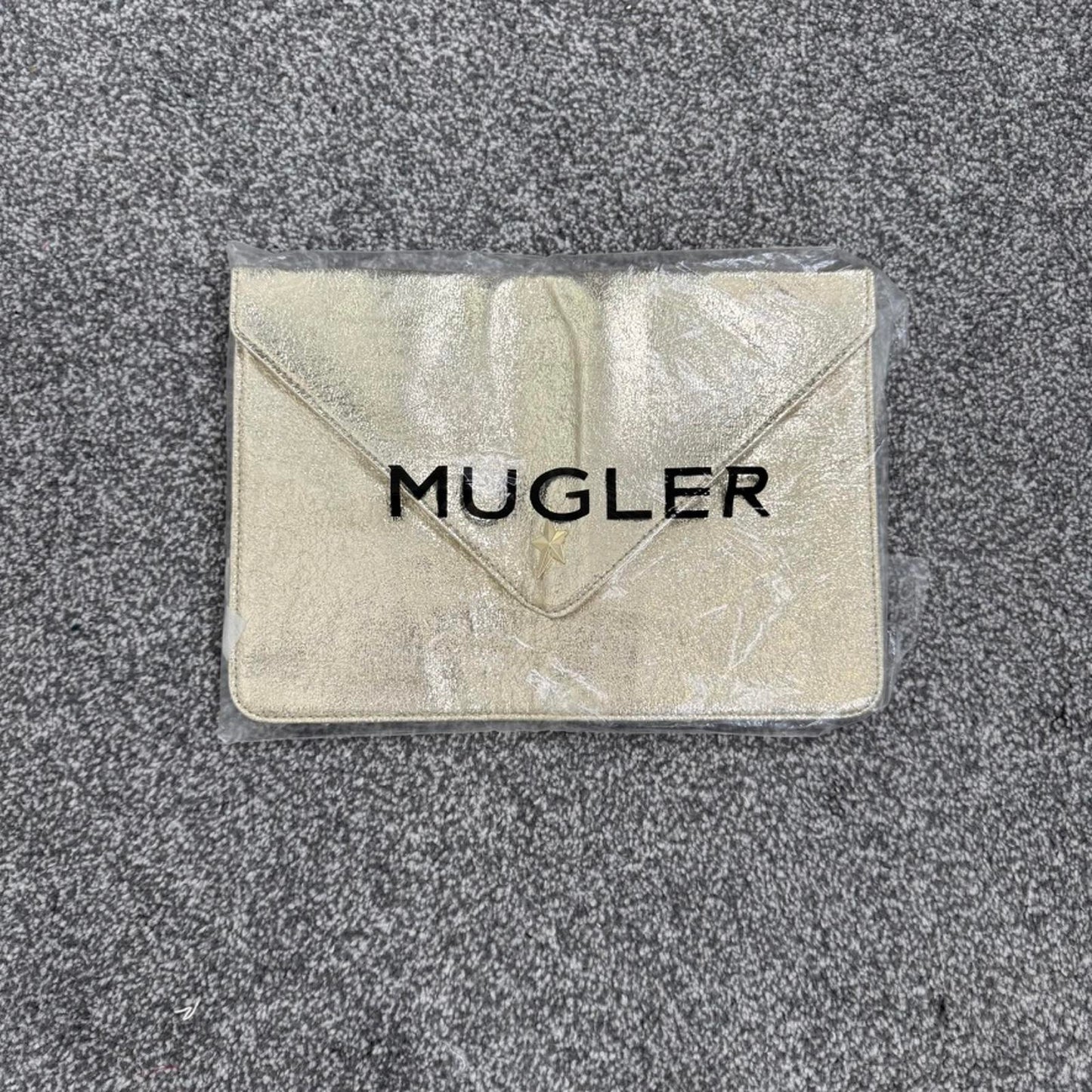 Mugler Alien Goddess Gold Pouch Clutch Bag Small
