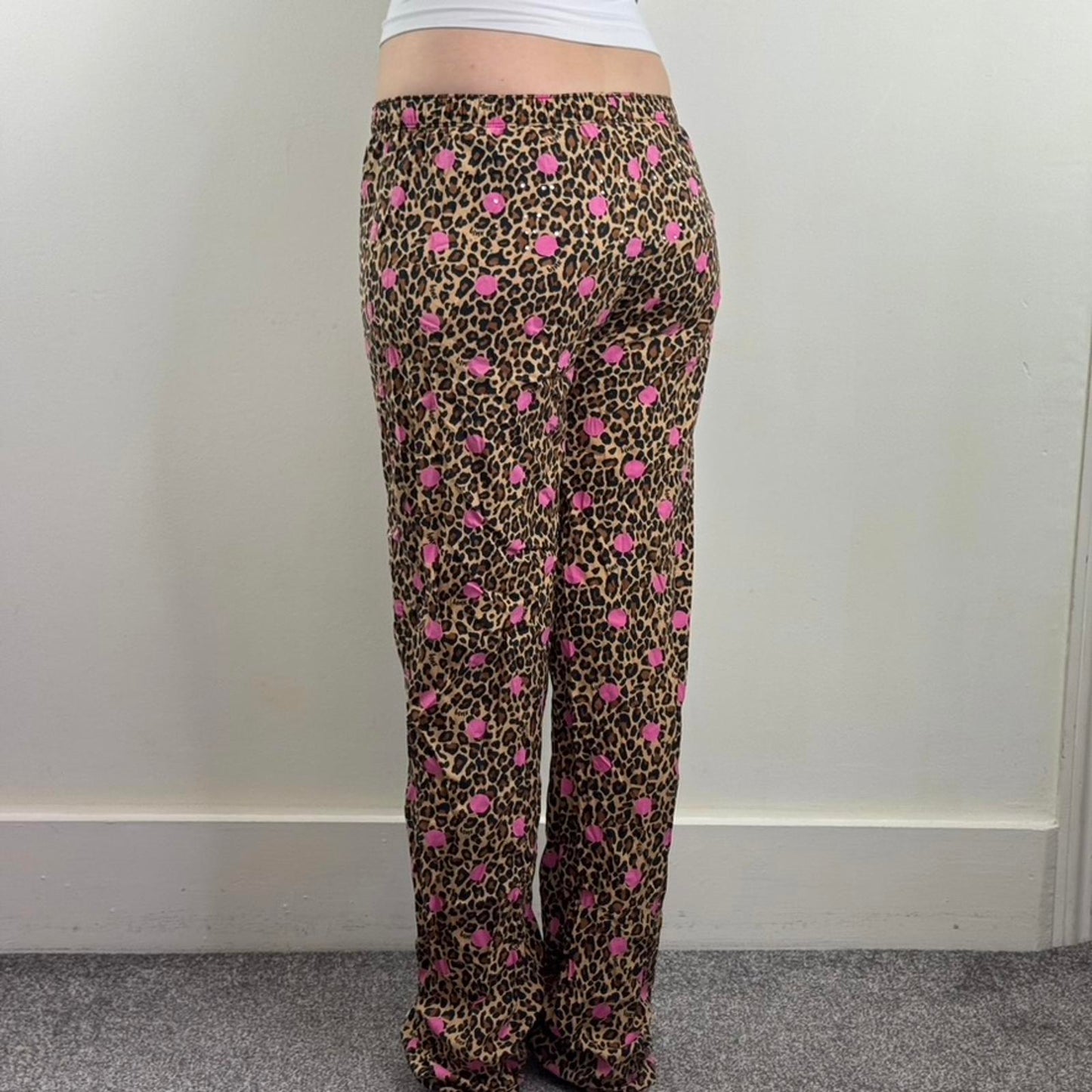 Vintage Victoria Secret PINK pyjama bottoms leopard print baggy polka dot