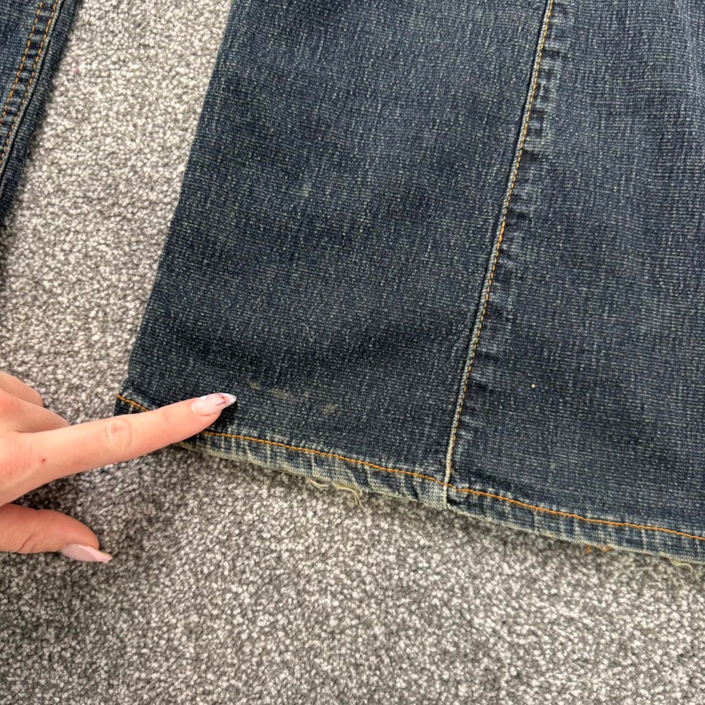 Y2K vintage mid rise flared oversized baggy faded denim jeans star embroidery