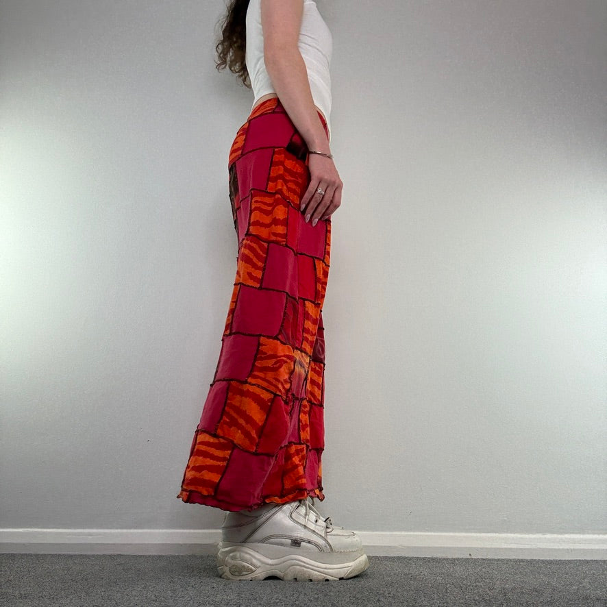 90s Y2K vintage patchwork funky maxi skirt