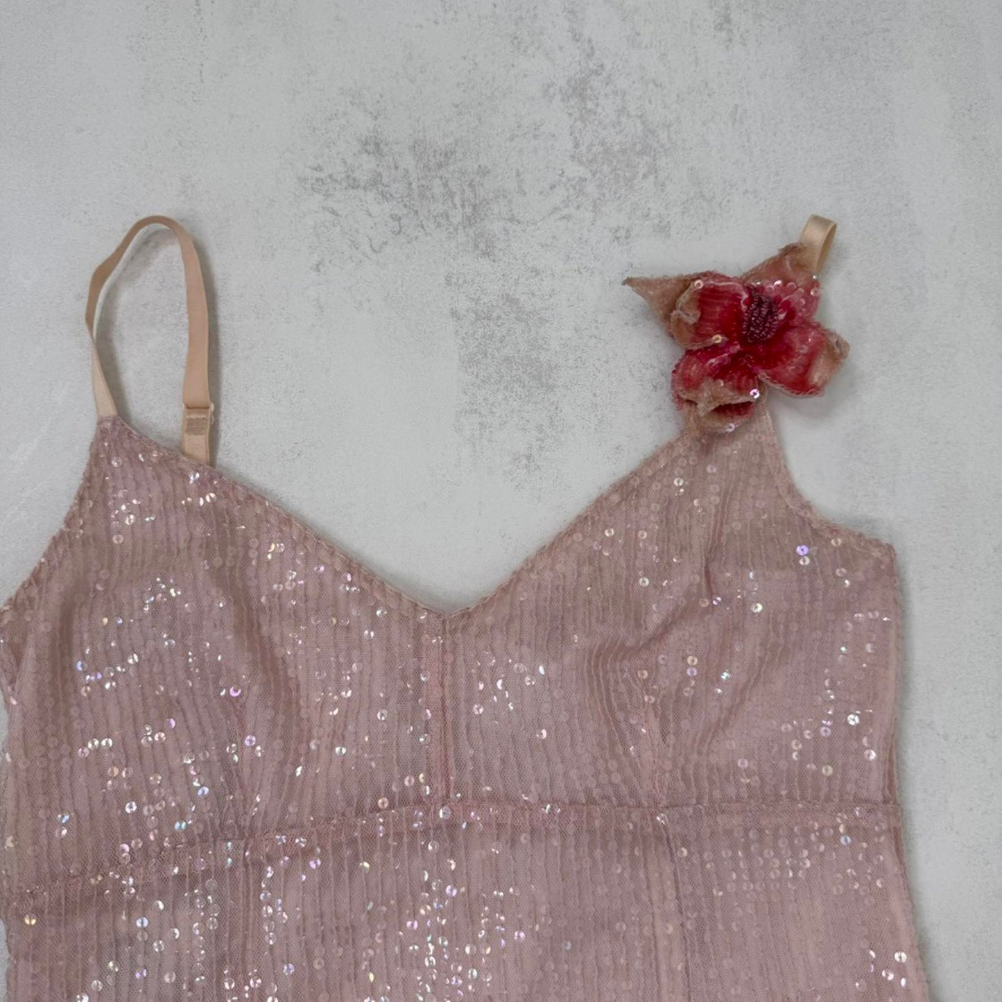 Y2K vintage Karen Millen sequin midi dress ombre pink fitted party evening