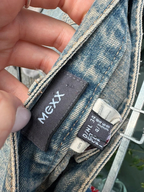 Vintage Y2K patchwork mini skirt denim boho fraying hem