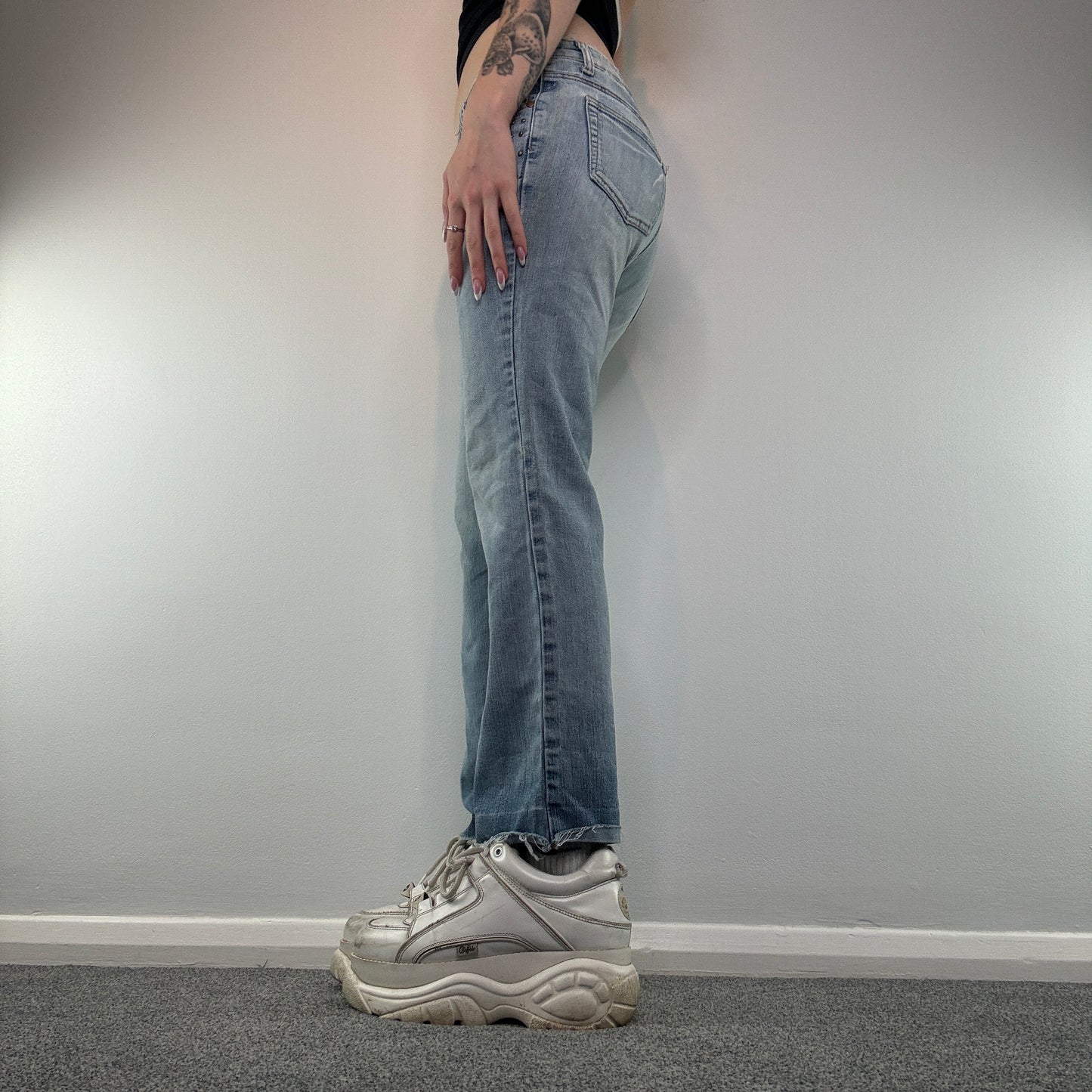 Y2K low rise studded bootcut jeans