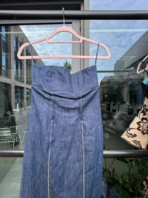 Vintage 2000s strapless denim mini dress
