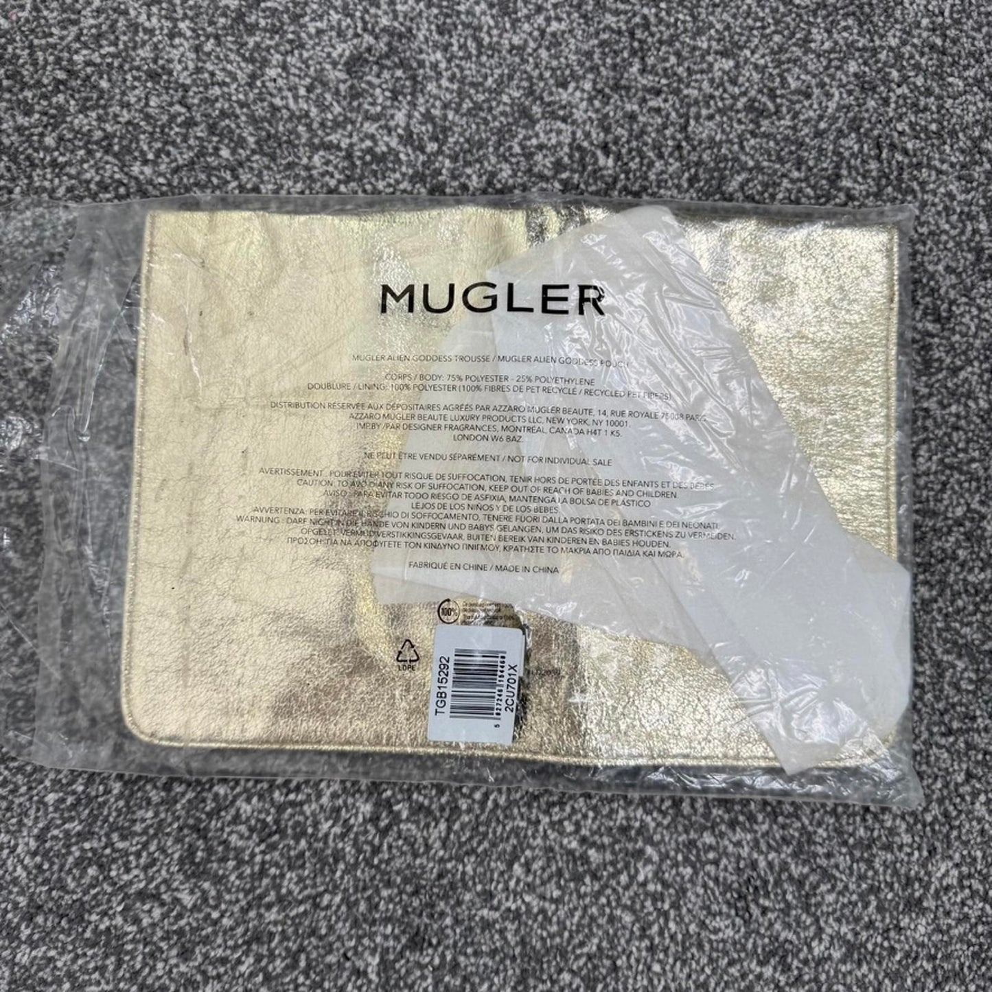 Mugler Alien Goddess Gold Pouch Clutch Bag Small