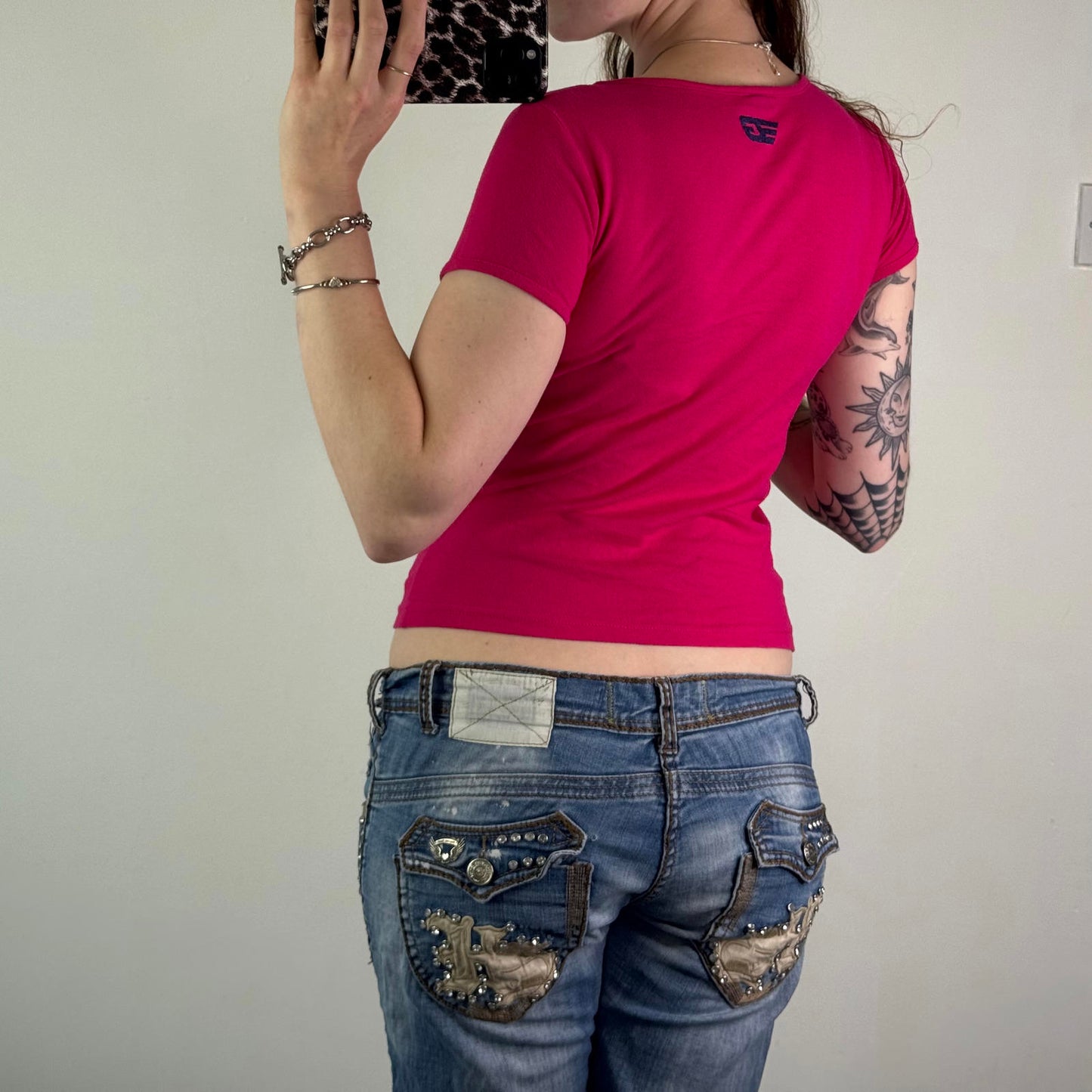 Y2K vintage Golddigga baby tee t shirt short sleeve rhinestone graphic print top