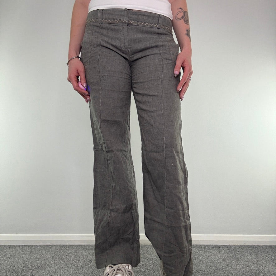 Y2K vintage low rise contrast stitch tailored office bootcut trousers