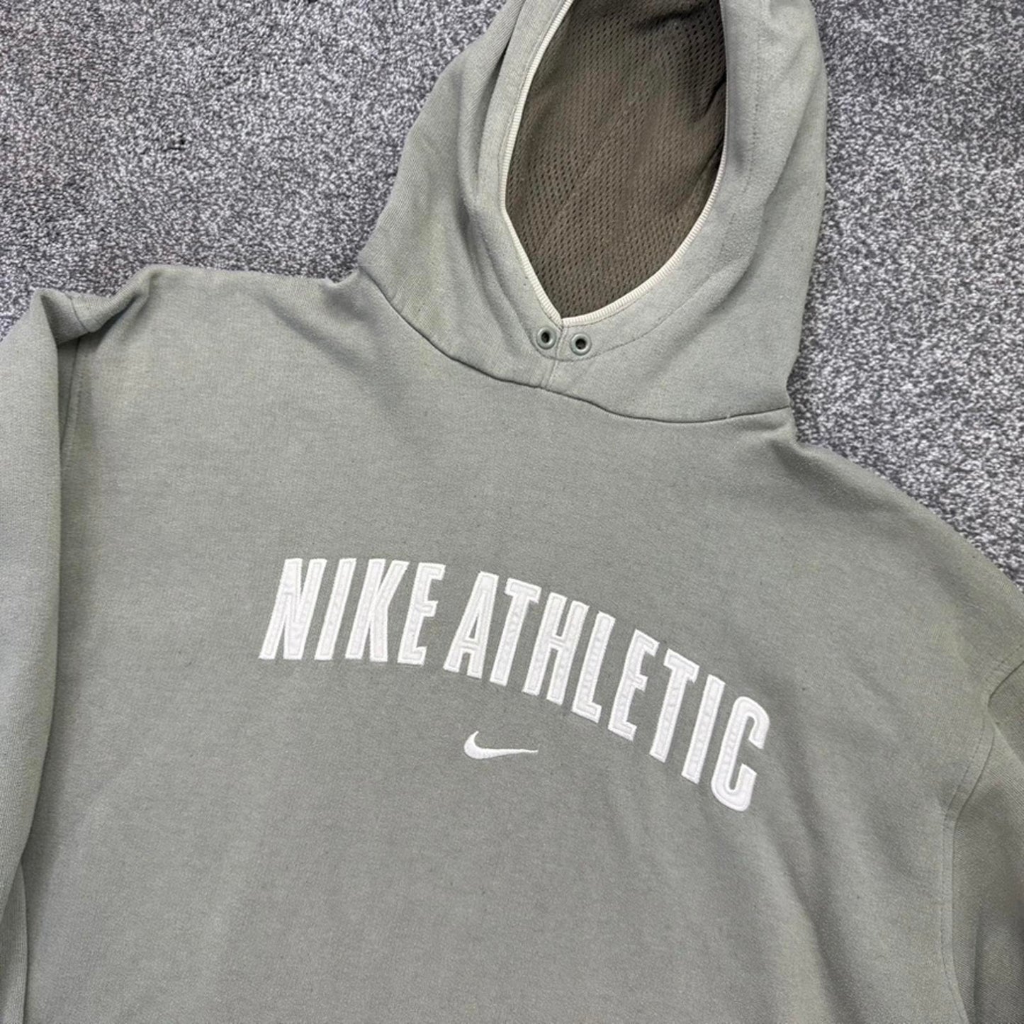 Y2K vintage Nike hoodie embroidered khaki athletic spell out
